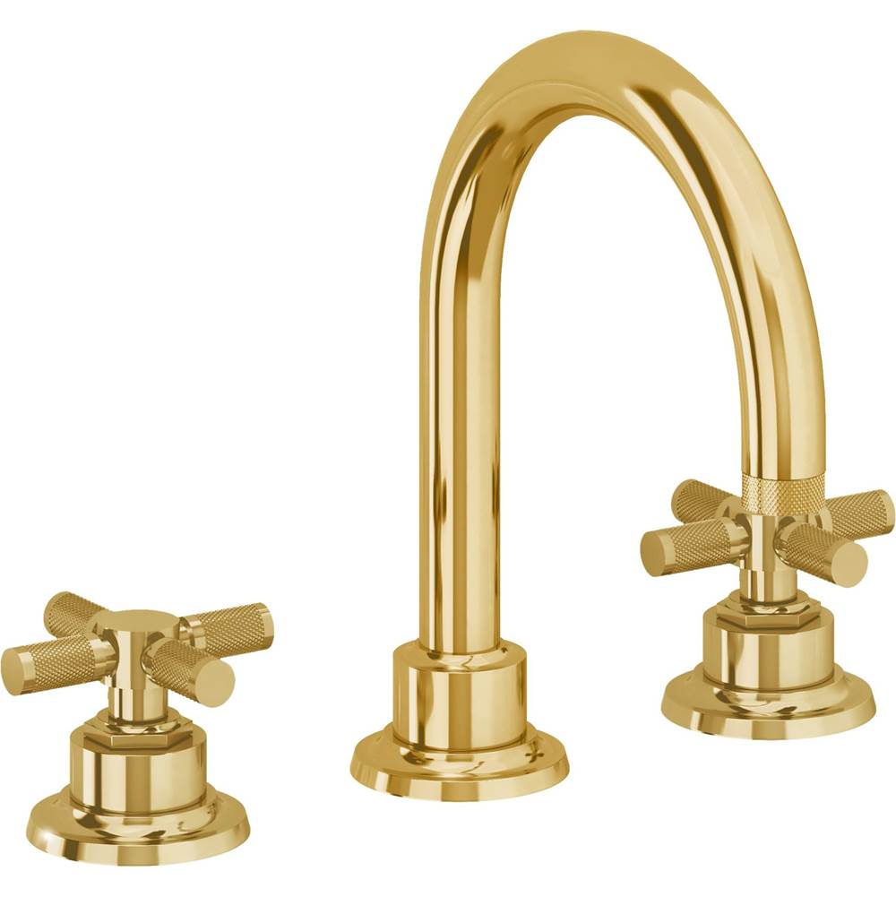 California Faucets - 8'' Widespread Lavatory Faucet with Completely Finished ZeroDrain - Lifetime Polished Gold Pvd