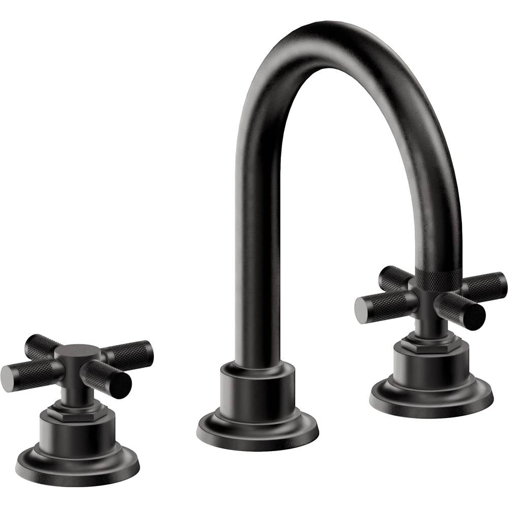 California Faucets - 8'' Widespread Lavatory Faucet with Completely Finished ZeroDrain - Matte Black