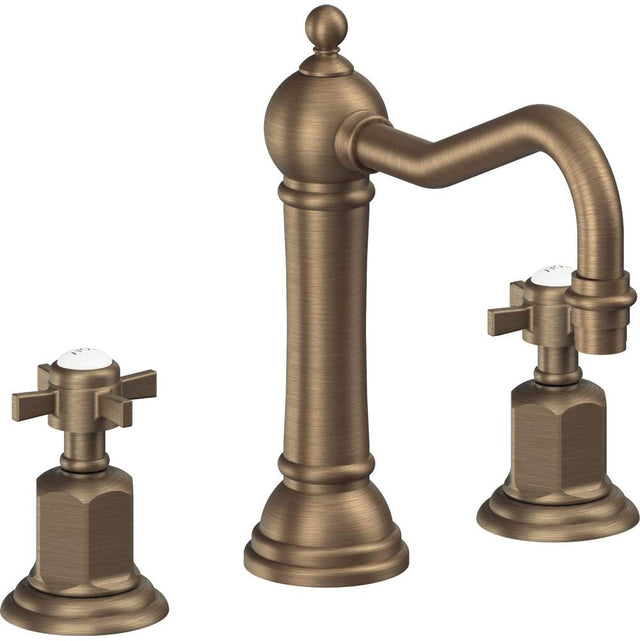 California Faucets - 8'' Widespread Lavatory Faucet with Completely Finished ZeroDrain - Antique Brass Flat