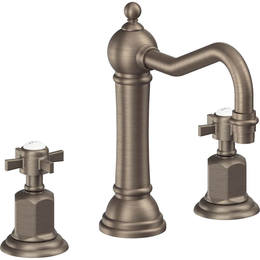 California Faucets - 8'' Widespread Lavatory Faucet with ZeroDrain - Antique Nickel Flat
