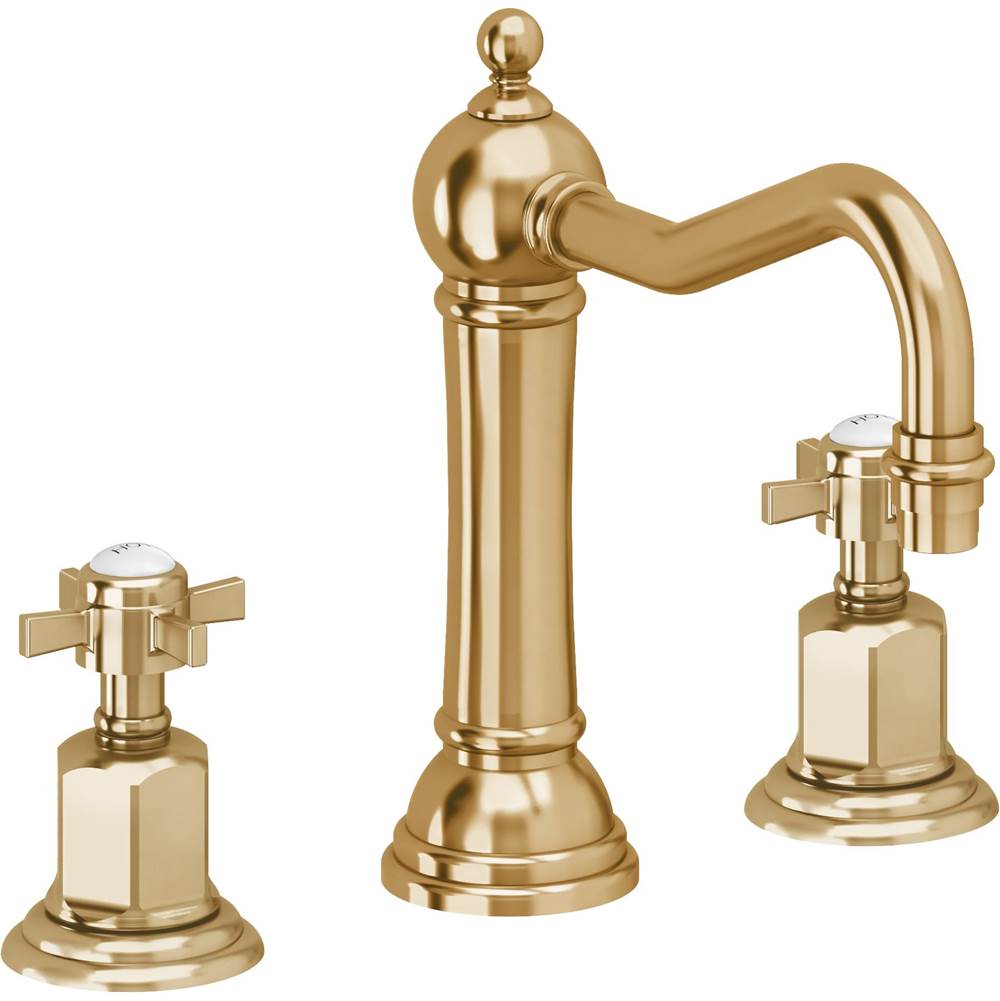 California Faucets - 8'' Widespread Lavatory Faucet with ZeroDrain - French Gold Pvd