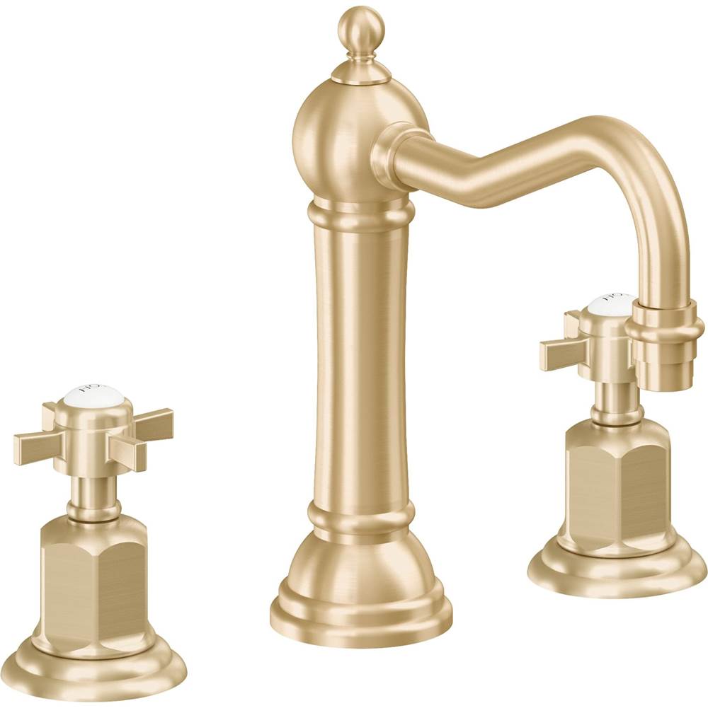 California Faucets - 8'' Widespread Lavatory Faucet with Completely Finished ZeroDrain - Satin Brass Pvd