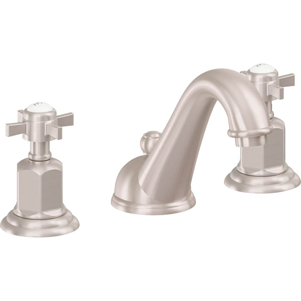 California Faucets - 8'' Widespread Lavatory Faucet with ZeroDrain - Satin Nickel