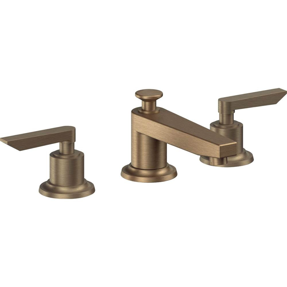 California Faucets - 8'' Widespread Lavatory Faucet with Completely Finished ZeroDrain - Antique Brass Flat