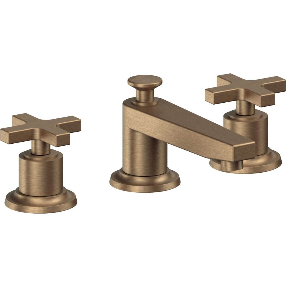 California Faucets - 8'' Widespread Lavatory Faucet with Completely Finished ZeroDrain - Antique Brass Flat