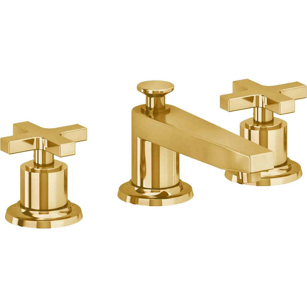 California Faucets - 8'' Widespread Lavatory Faucet - Lifetime Polished Gold Pvd