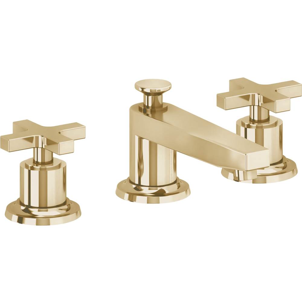 California Faucets - 8'' Widespread Lavatory Faucet with Completely Finished ZeroDrain - Polished Brass Uncoated