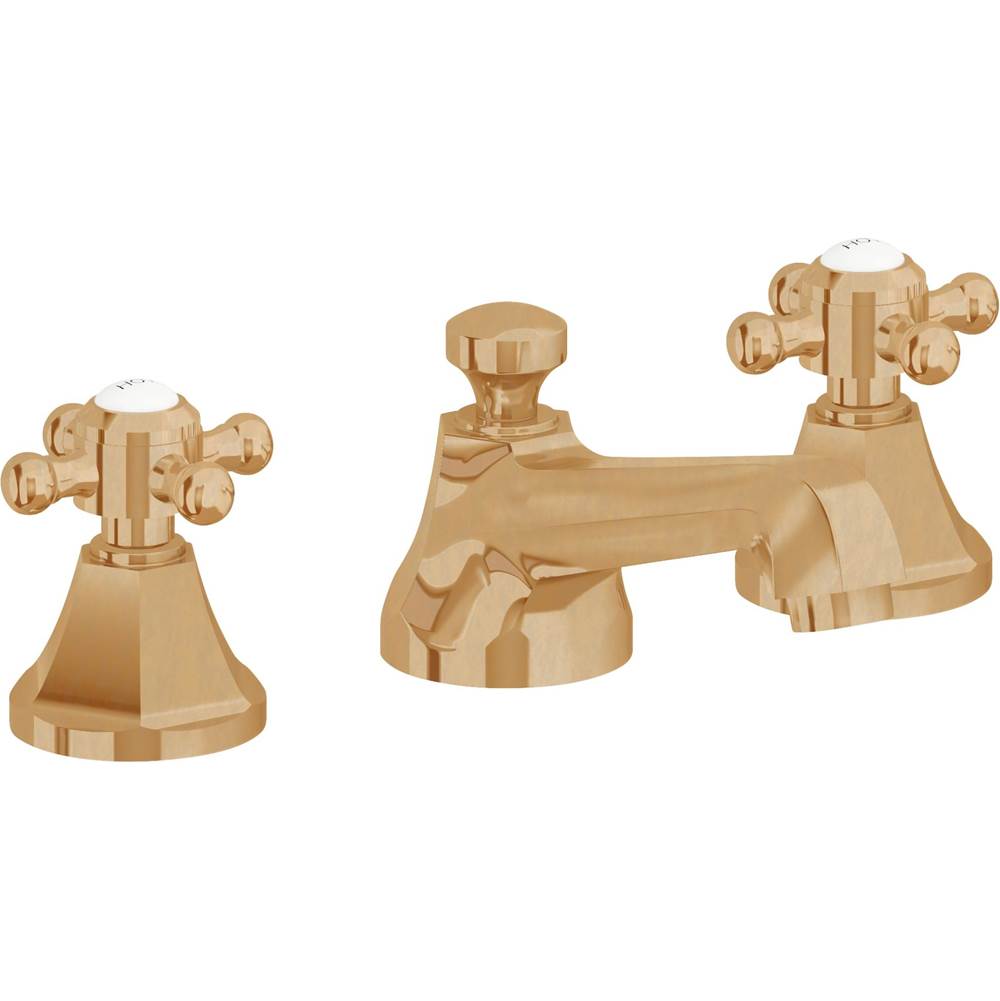 California Faucets - 8'' Widespread Lavatory Faucet with ZeroDrain - Burnished Brass Uncoated