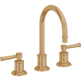 California Faucets - 8'' Widespread Lavatory Faucet with ZeroDrain - Burnished Brass Uncoated