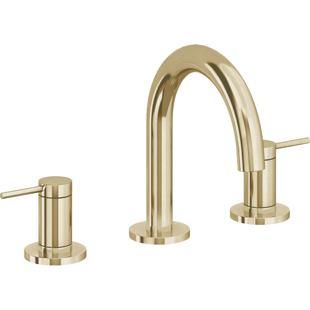 California Faucets - 8'' Widespread Lavatory Faucet with Completely Finished ZeroDrain - Polished Brass Uncoated