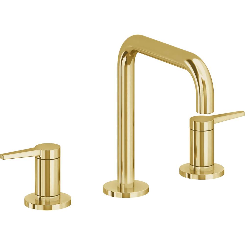California Faucets - 8'' Widespread Lavatory Faucet with Completely Finished ZeroDrain - Lifetime Polished Gold Pvd