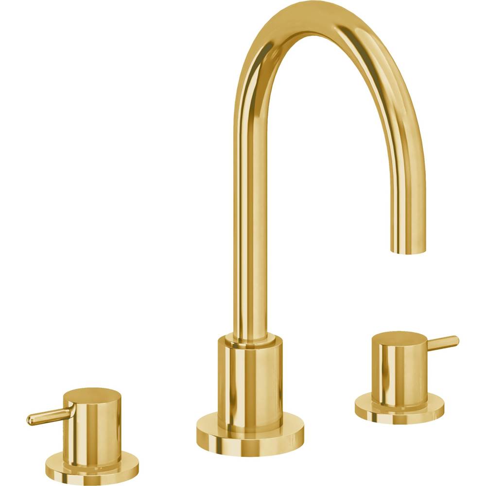 California Faucets - 8'' Widespread Lavatory Faucet with Completely Finished ZeroDrain - Lifetime Polished Gold Pvd