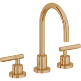California Faucets - 8'' Widespread Lavatory Faucet with ZeroDrain - Burnished Brass Uncoated