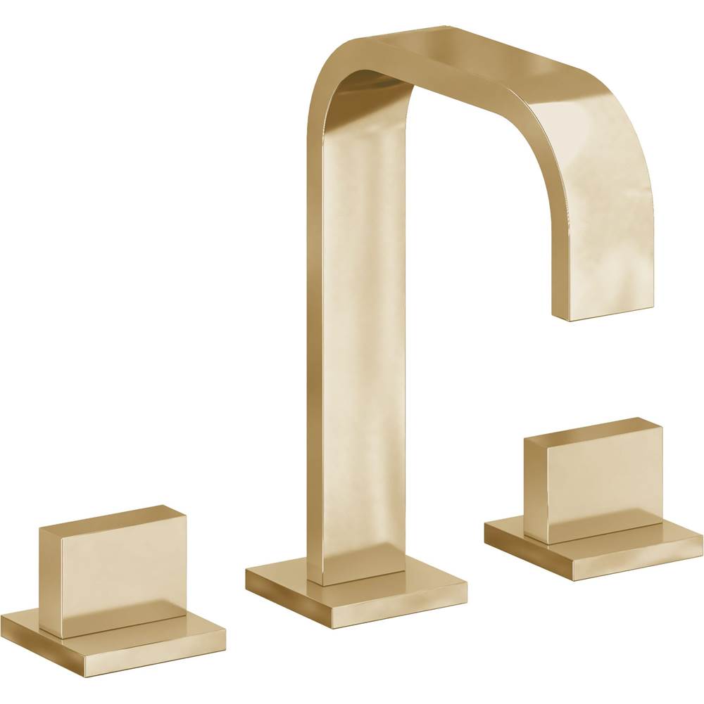 California Faucets - 8'' Widespread Lavatory Faucet with Completely Finished ZeroDrain - Polished Brass Uncoated