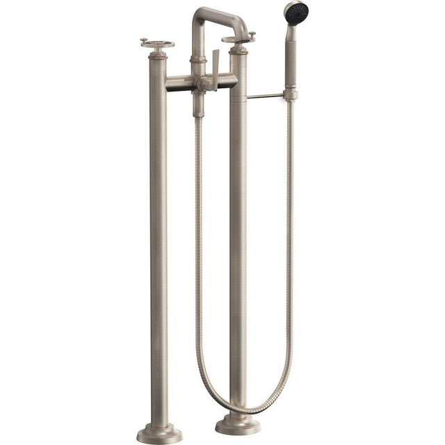 California Faucets - Floor Mount Tub Filler - Wheel Handles - Gloss White