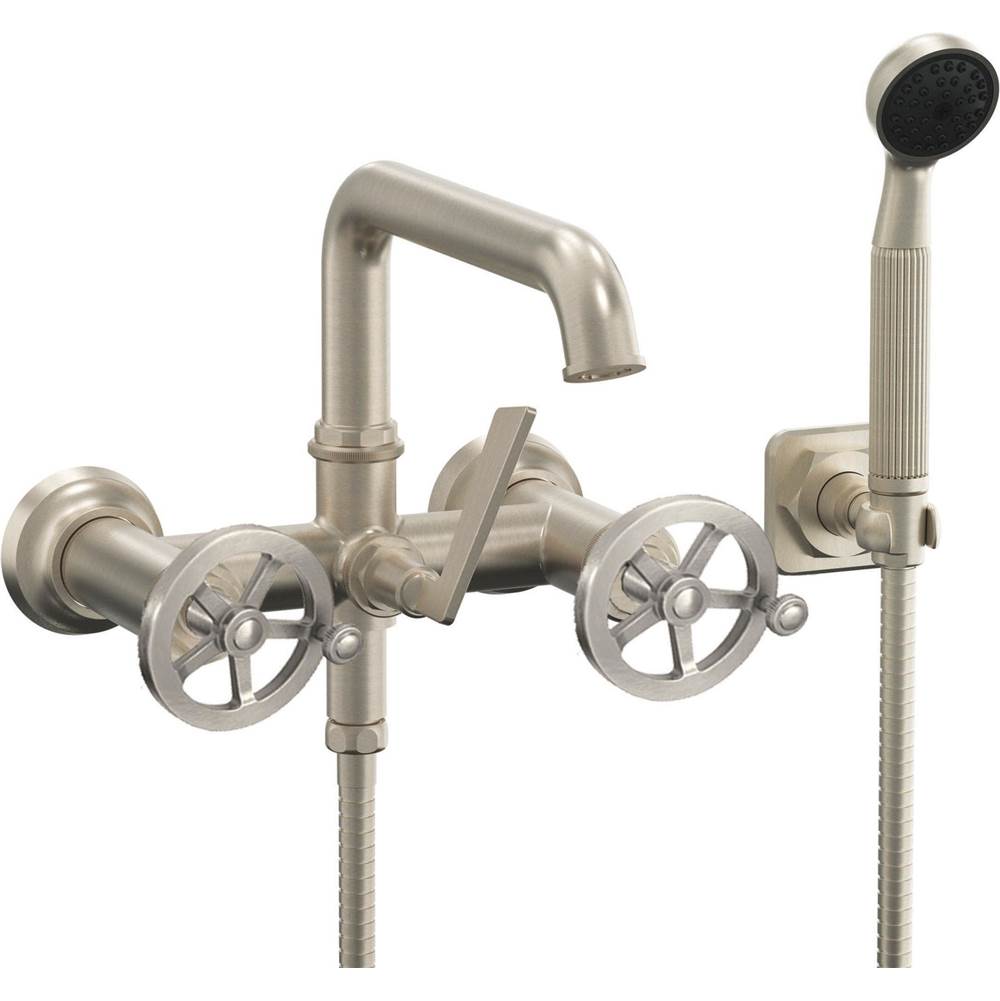 California Faucets - Wall Mount Tub Filler - Wheel Handles - Gloss White