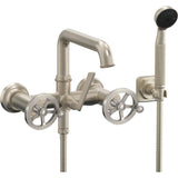 California Faucets - Wall Mount Tub Filler - Wheel Handles - Gloss White