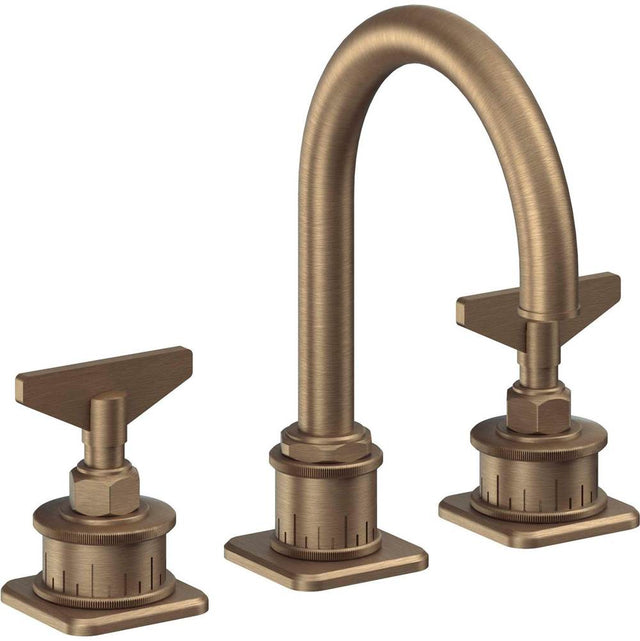 California Faucets - 8'' Widespread Lavatory Faucet with ZeroDrain - Antique Brass Flat
