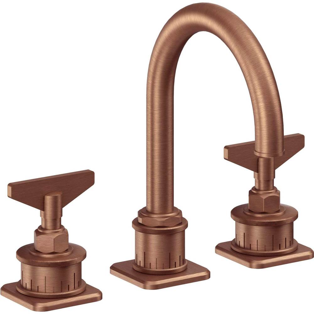 California Faucets - 8'' Widespread Lavatory Faucet with ZeroDrain - Antique Copper Flat