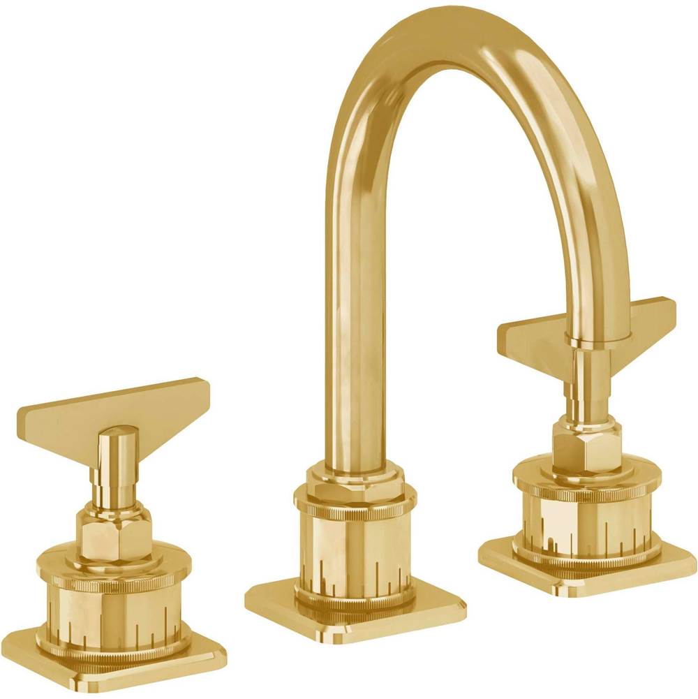California Faucets - 8'' Widespread Lavatory Faucet with ZeroDrain - Lifetime Polished Gold Pvd