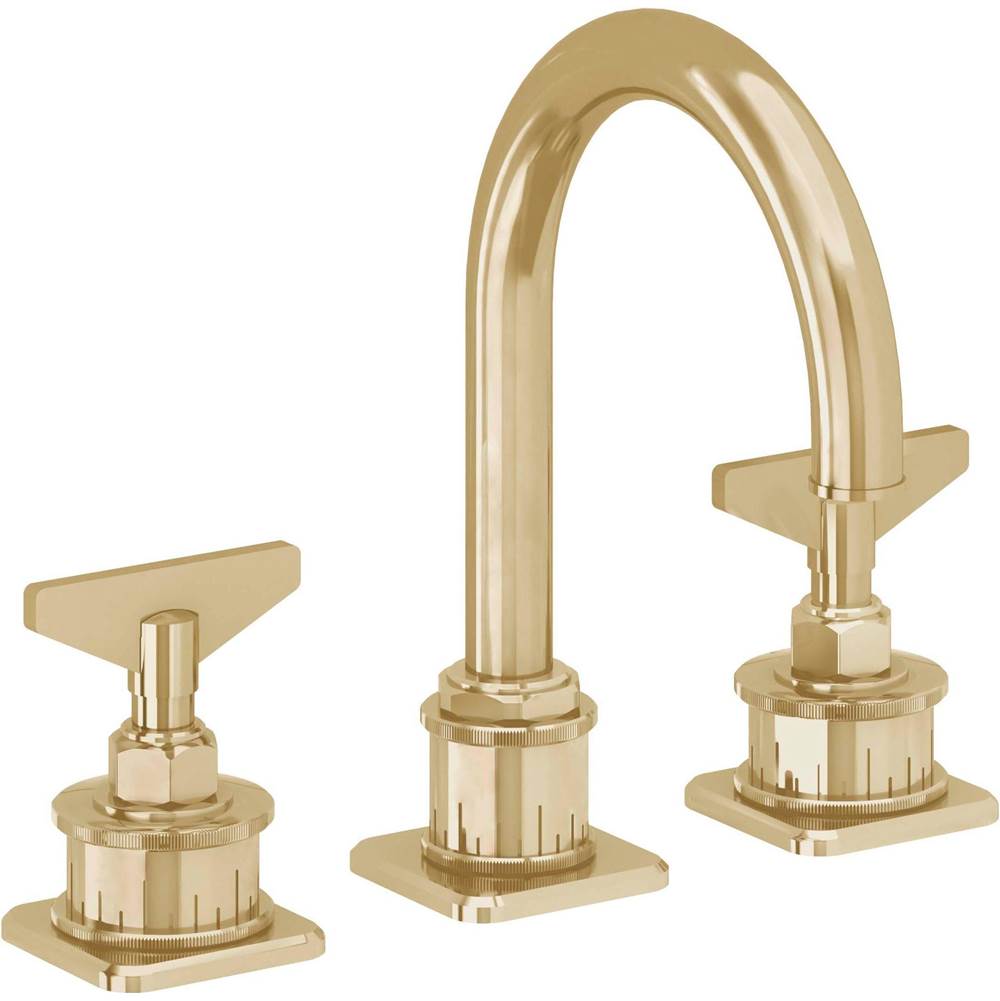 California Faucets - 8'' Widespread Lavatory Faucet with ZeroDrain - Polished Brass Uncoated