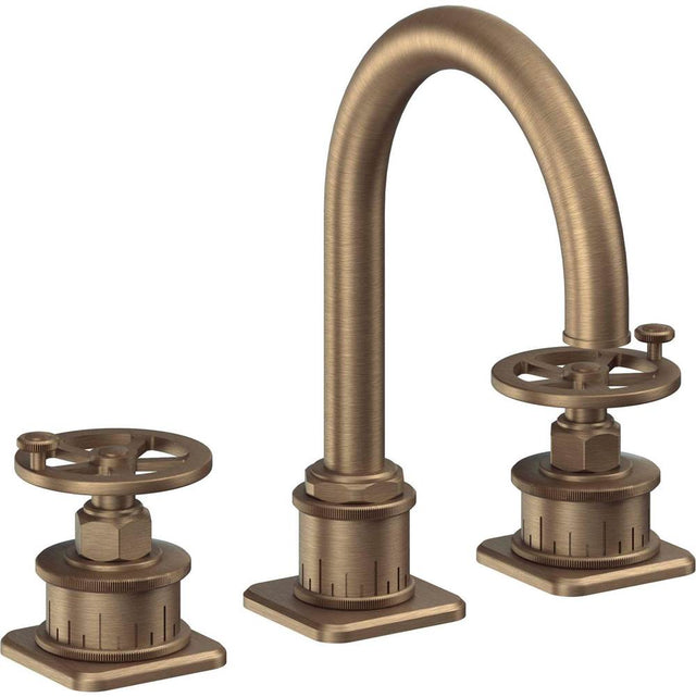 California Faucets - 8'' Widespread Lavatory Faucet with Completely Finished ZeroDrain - Antique Brass Flat