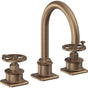 California Faucets - 8'' Widespread Lavatory Faucet with Completely Finished ZeroDrain - Antique Brass Flat