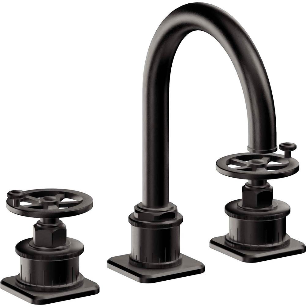 California Faucets - 8'' Widespread Lavatory Faucet with Completely Finished ZeroDrain - Matte Black