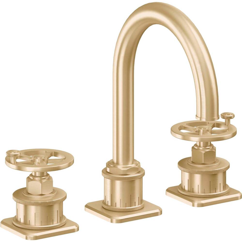 California Faucets - 8'' Widespread Lavatory Faucet with Completely Finished ZeroDrain - Satin Brass Pvd