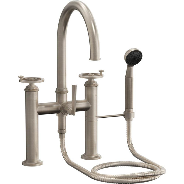 California Faucets - Deck Mount Tub Filler - Wheel Handles - Gloss White