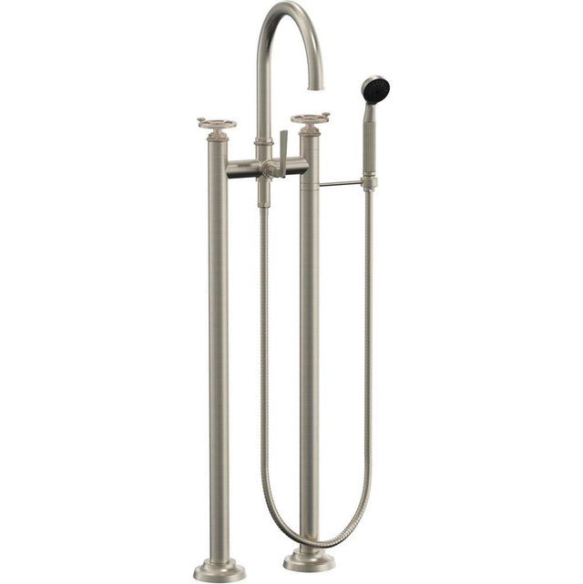 California Faucets - Floor Mount Tub Filler - Wheel Handles - Gloss White