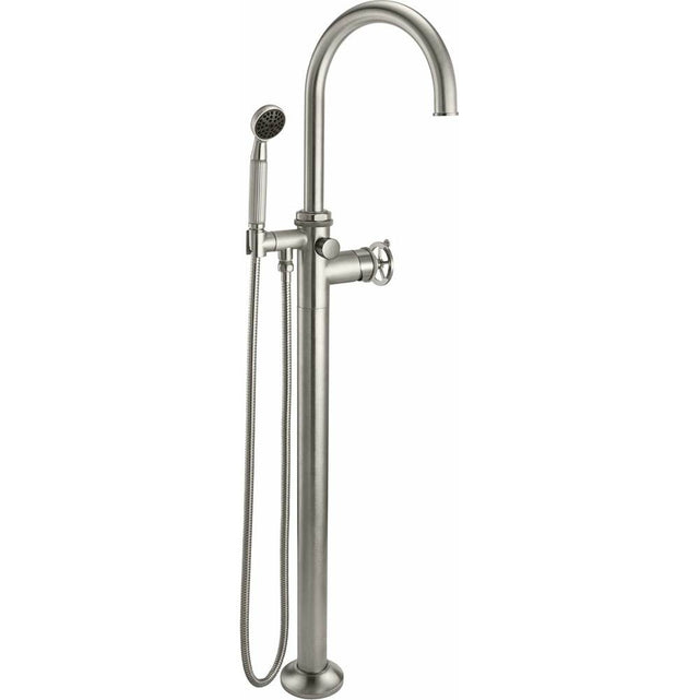 California Faucets - Single Hole Floor Mount Tub Filler- Wheel Handles - Satin Bronze Pvd