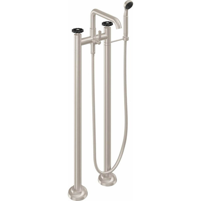 California Faucets - Industrial Floor Mount Tub Filler - Low Quad Spout - Gloss White