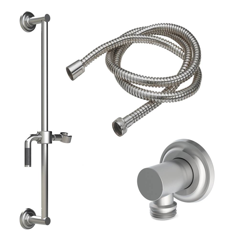 California Faucets - Slide Bar Handshower Kit - Carbon Fiber Lever Handle with Concave Base - Gloss White