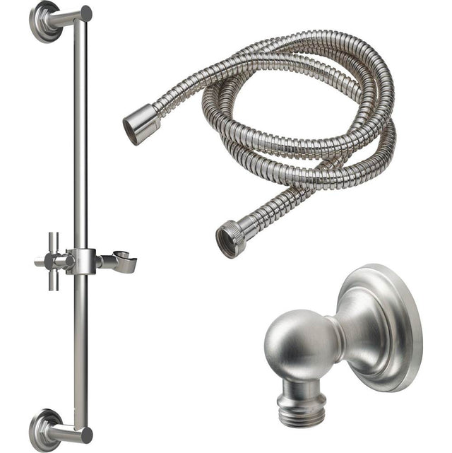 California Faucets - Slide Bar Handshower Kit - Smooth Cross Handle with Concave Base - Gloss White