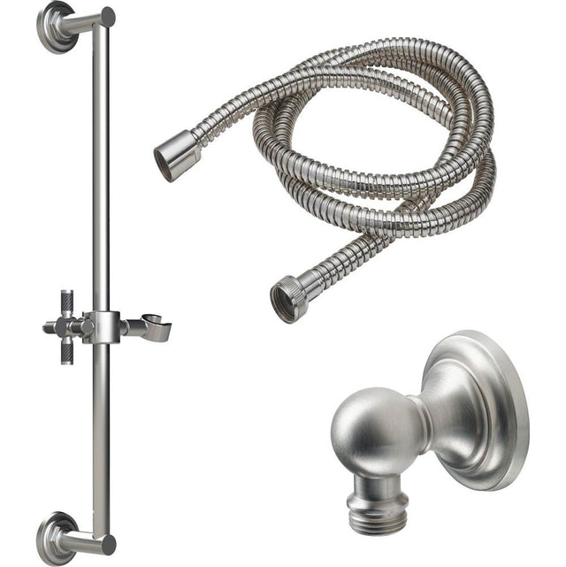 California Faucets - Slide Bar Handshower Kit - Carbon Fiber Cross Handle with Concave Base - Gloss White