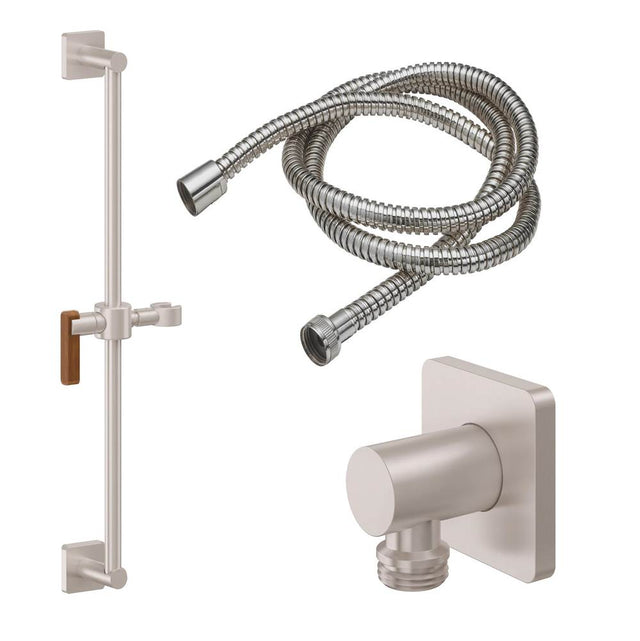 California Faucets - Slide Bar Handshower Kit - Teak Lever Handle with Quad Base - Gloss White