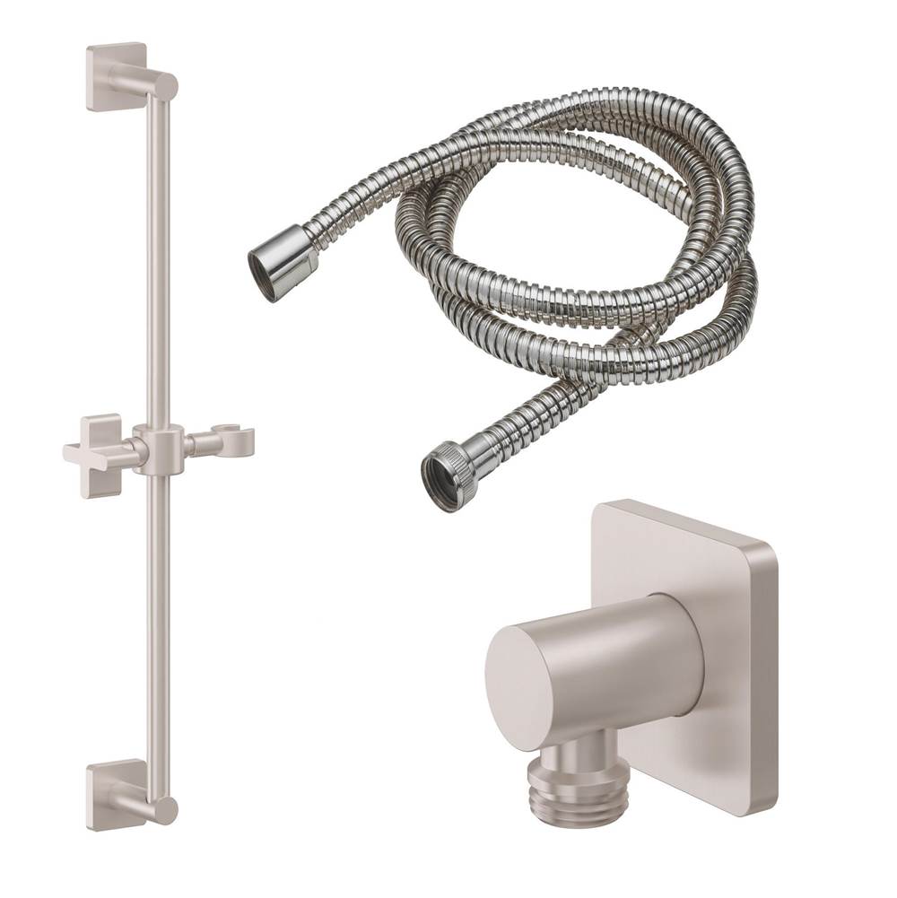 California Faucets - Slide Bar Handshower Kit - Cross Handle with Quad Base - Gloss White