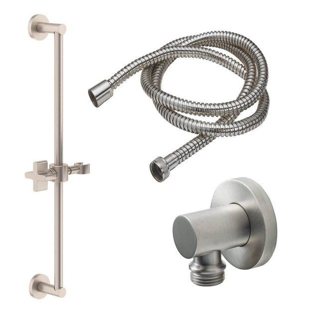 California Faucets - Slide Bar Handshower Kit - Cross Handle with Round Base - Gloss White