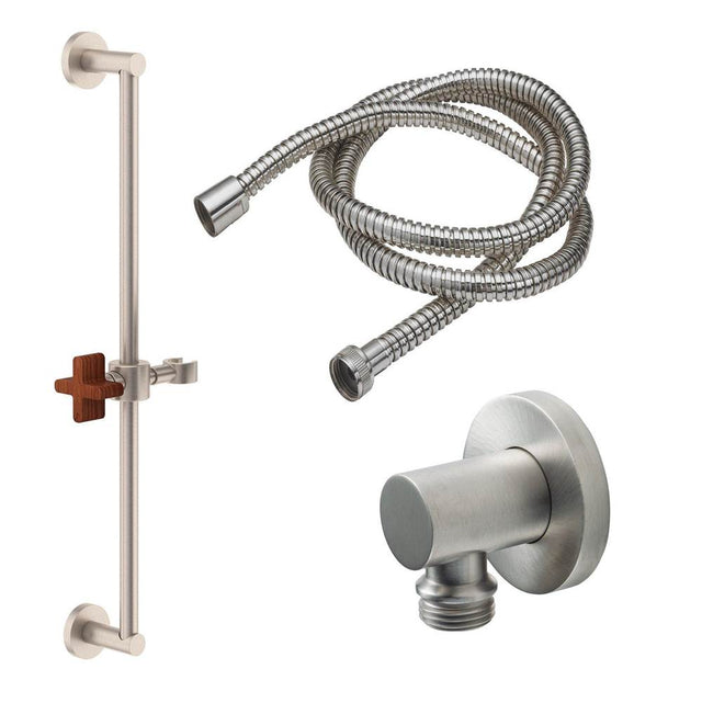 California Faucets - Slide Bar Handshower Kit - Cross Handle with Round Base - Gloss White