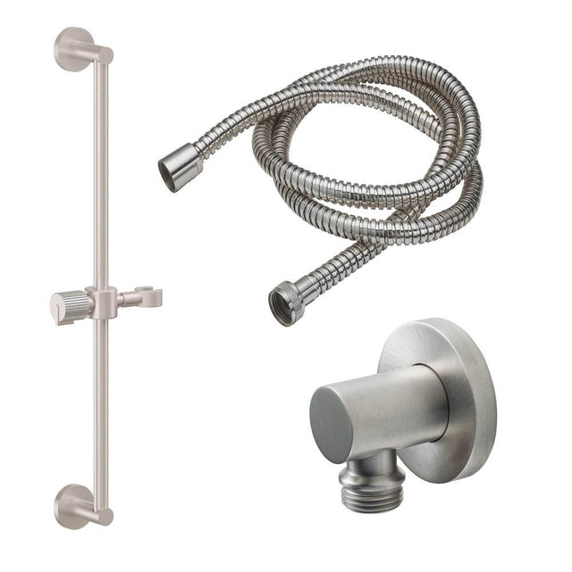 California Faucets - Slide Bar Handshower Kit - Pinstripe Cylinder Handle with Round Base - Gloss White
