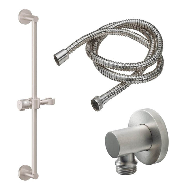 California Faucets - Slide Bar Handshower Kit - Rivulet Cylinder Handle with Round Base - Gloss White