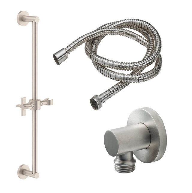 California Faucets - Slide Bar Handshower Kit -Cross Handle with Round Base - Gloss White