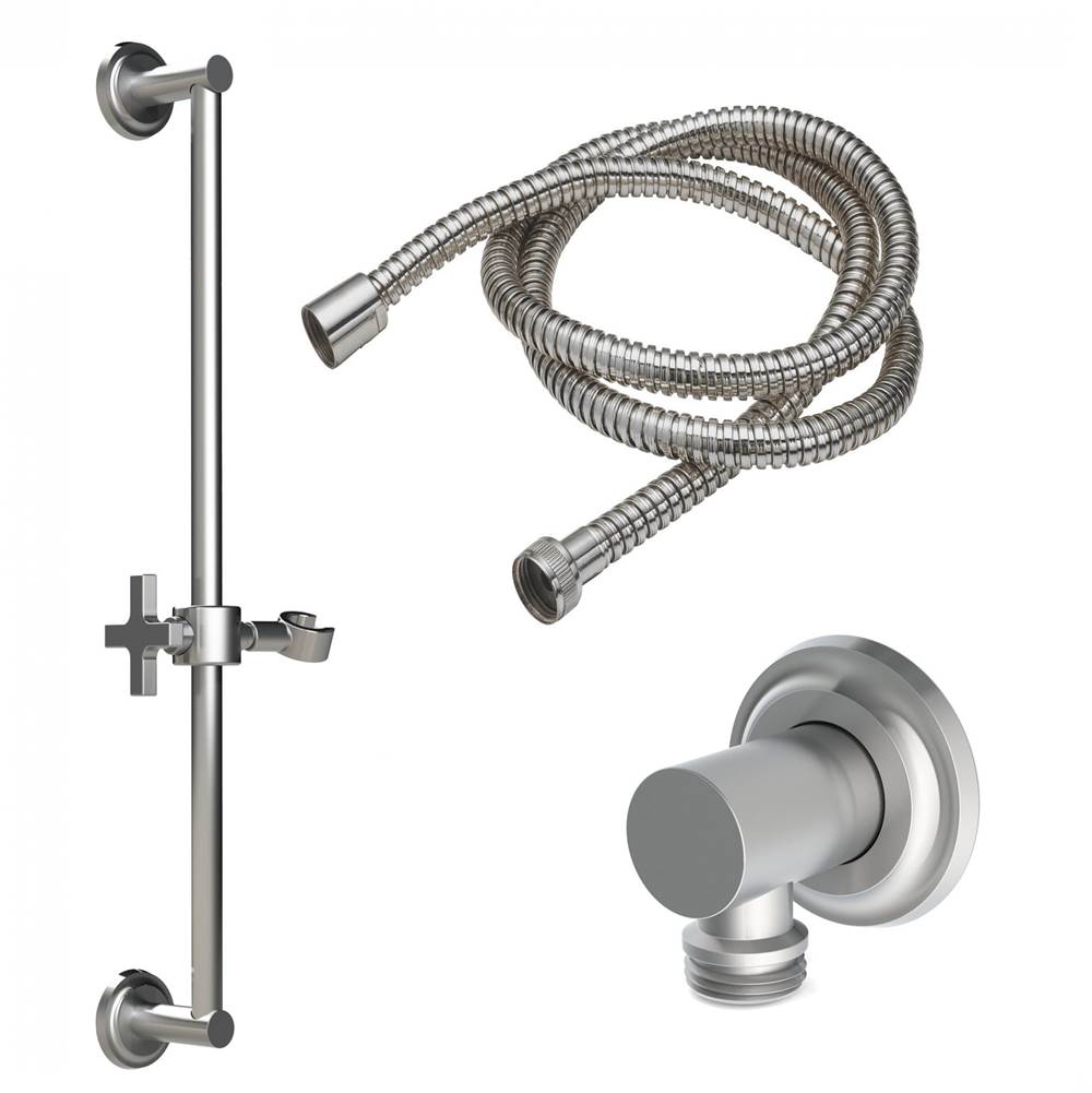 California Faucets - Slide Bar Handshower Kit - Cross Handle with Concave Base - Gloss White