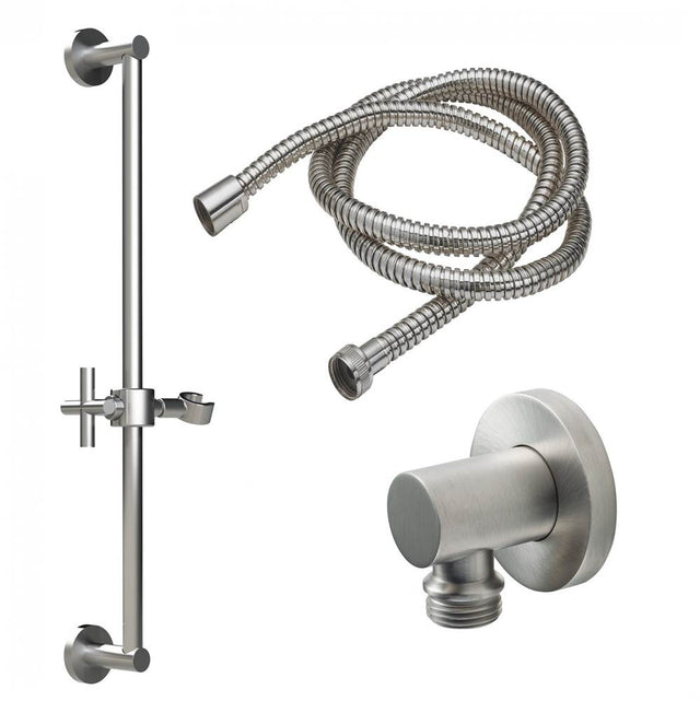 California Faucets - Slide Bar Handshower Kit - Cross Handle with Round Base - Gloss White