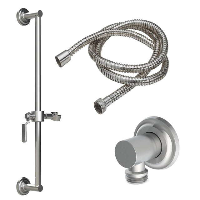 California Faucets - Slide Bar Handshower Kit - Lever Handle with Concave Base - Gloss White