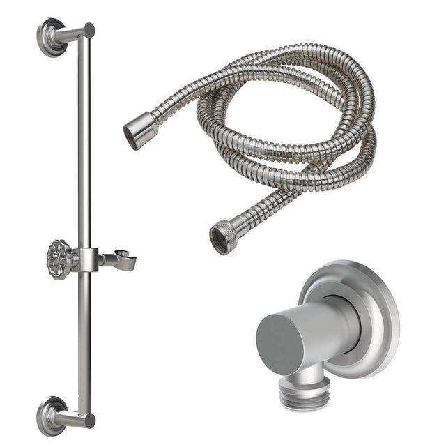 California Faucets - Slide Bar Handshower Kit - Wheel Handle with Concave Base - Gloss White