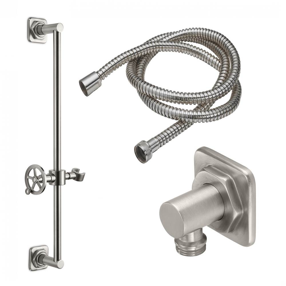 California Faucets - Slide Bar Handshower Kit - Wheel Handle with Quad Base - Gloss White