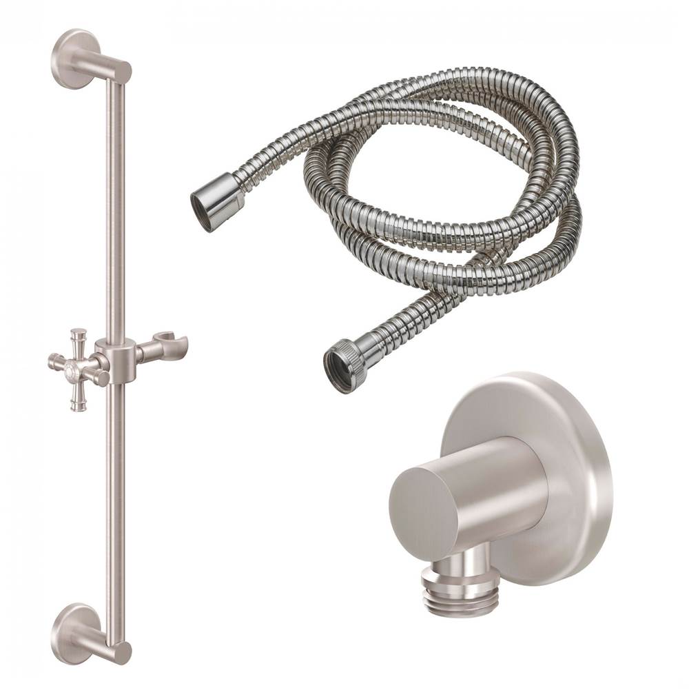 California Faucets - Slide Bar Handshower Kit - Cross Handle with Round Base - Gloss White