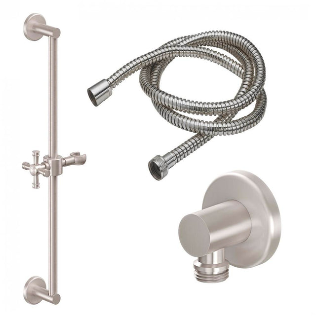 California Faucets - Slide Bar Handshower Kit - Smooth Cross Handle with Round Base - Gloss White